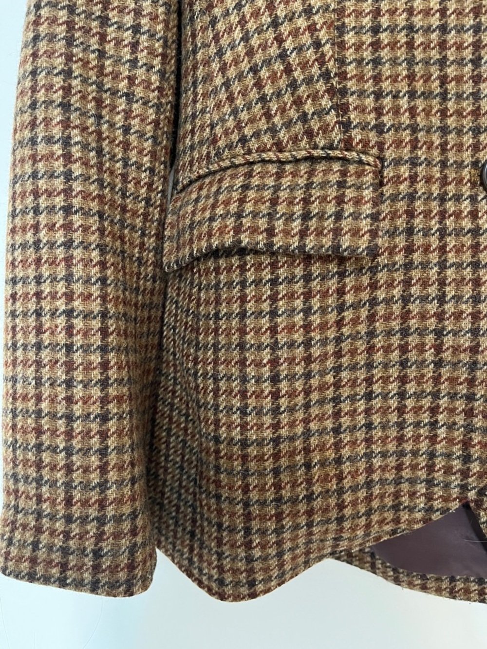 Brooks Brothers Brown Wool Houndstooth Blazer With Elbow Patches - Picture 4 of 15